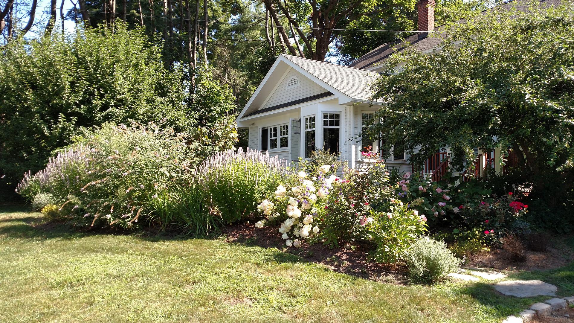 House with the garden in front