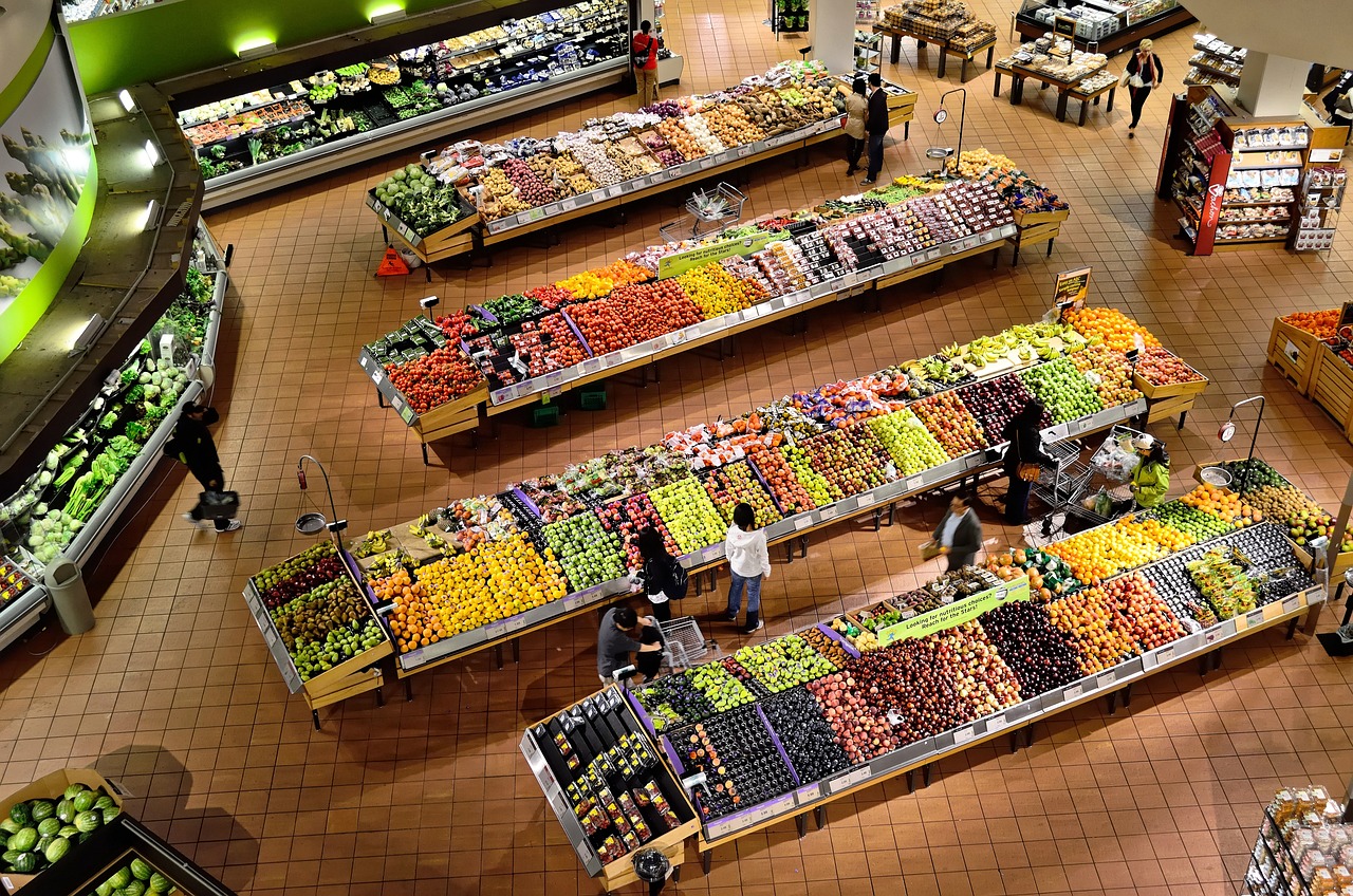 Vegetable section in the supermarket